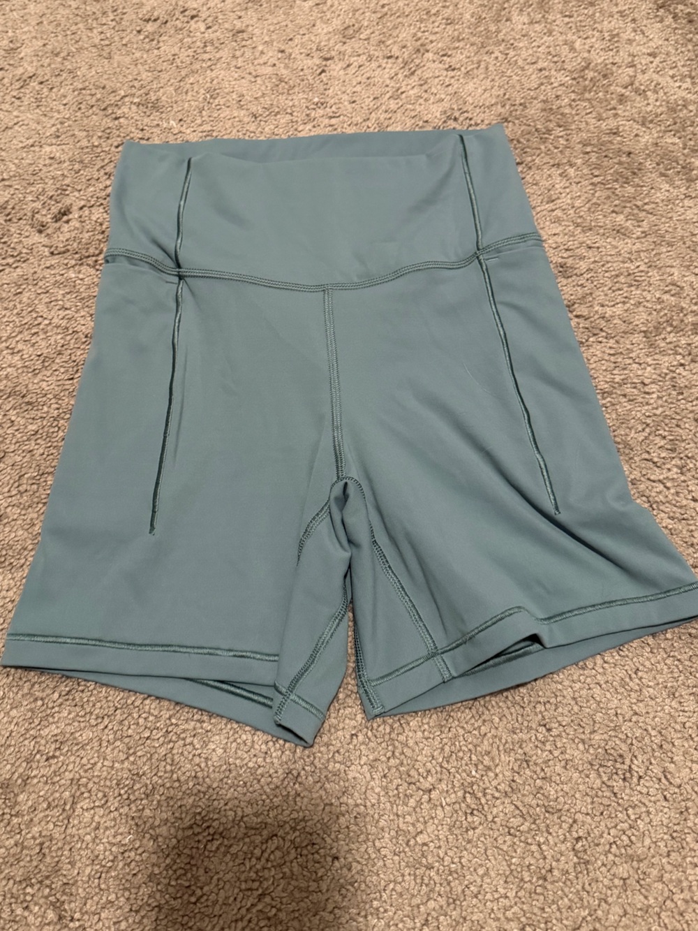 CALIA by Carrie Underwood High-Waist Active Shorts in Slate Blue-Green